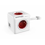 ALLOCACOC PowerCube Extended USB 4xSchuko + dual USB kabl duA3.15m - 1402RD/DEEUPC  4 utiÄ?nice 15m Bela/crvena