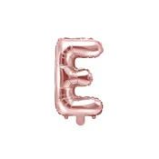 PartyDeco Folija balon črka E roza zlata 35 cm