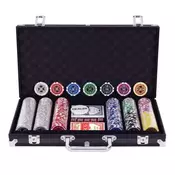 Poker set, kovček za poker, 300 laserskih žetonov, aluminijast kovček vključno s celotnim kompletom