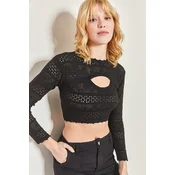 Bianco Lucci Womens Openwork Knitwear Blouse with Decollete