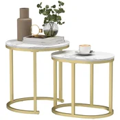 Homestar Komplet kavnih miz okrogla in ovalna 50x505 cm in 60x36x435 cm bela