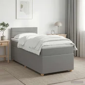 Postelja boxspring z vzmetnico Svetlo siva 90 x 190 cm Blago