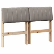 Vidaxl Tapecirano vzglavje Taupe 120 cm Masivno borovo les