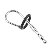 SuperLove Stainless Steel Wavy Penis Plug Cum Stopper with Silicone Glans Ring