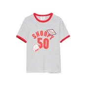 Pull&Bear Majica PEANUTS češnjevo rdeča/črna/bela