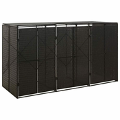 Spremište za 3 kante za smece crno 207 x 80 x 117 cm poliratan