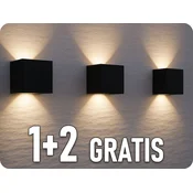 LEDin LED stenska svetilka 2x3W, 450lm, IP54, črna, 1+2 gratis! Barva světla: Dnevna bela [478177-II]