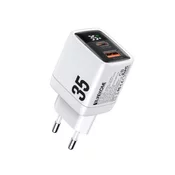 Wekome Brzi punjač WP-U36, Sa displejom, 2 porta USB 3.0 i 3.1 Tip C, 35W, Beli