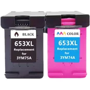 Komplet HP 653/653 XL/HP DeskJet Plus Ink Advantage 6000, 6075, 6400, 6475 kompatibilni kartuši (2) - črna XL, barvna XL 2x VEČ ČRNILA