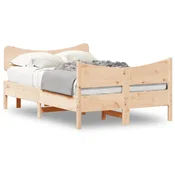 Vidaxl Posteljni okvir brez vzmetnice 120x190 cm trdna borovina