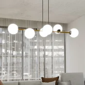 EMIBIG LIGHTING Obesna svetilka Gravity, opalno bela/zlata/črna, steklo, E14 - Dnevna soba/jedilnica - Sodobni - opalno bela, zlata, črna
