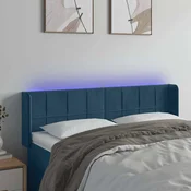 Vidaxl LED posteljno vzglavje temno modro 147x16x78/88 cm žamet