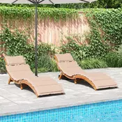 Ležaljke za suncanje s jastucima 2 kom bež drvo bagrema