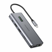 Choetech HUB-M26 Adapter 12in1 USB-C/USB-C - USB-A - HDMI - VGA - AUX - SD - TF (gray)