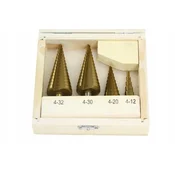 MAR-POL Set 4x HSS konusnih svedrov stožec, smrekica 4-32mm – povrtala