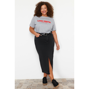 Trendyol Curve Black Denim Plus Size Skirt