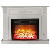 Casa Padrino baroque electric fireplace white/black 117 x 31 x H. 94 cm - Living room decorative fireplace with remote control - Living room furniture baroque style - Baroque electric fireplaces