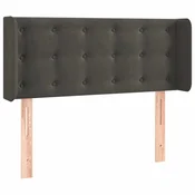 Vidaxl Vzglavje z ušesi temno sivo 83x16x78/88 cm žamet