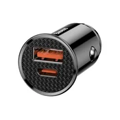 BASEUS CIRCULAR punjac za automobil s USB i Type-C prikljuckom, 30 W, PD brzo punjenje 4.0, CRN CCALL-YS01 CIRCULAR