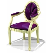 Casa Padrino Luxury Baroque Dining Room Chair with Armrests Purple/Ivory - Made in Italy