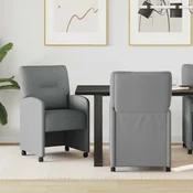 vidaXL Jedilni stoli s kolesi 2 pcs Svetlo siva 57 x 67 x 95 cm blago