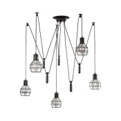 ONLI - Luster na sajli SPIDER 5xE27/15W/230V pauk crna