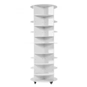 VEVOR Stojalo za čevlje 7-nadstropno vrtljivo stolp 588x588x1646 cm belo