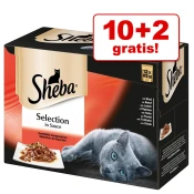 SHEBA 10 + 2 gratis! Selection in Sauce (v omaki) vrečke 12x85 g - Selection in Sauce fina raznolikost