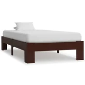 Vidaxl Posteljni okvir temno rjav iz trdne borovine 90x200 cm