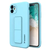 slomart wozinsky kickstand case, silikonski ovitek s stojalom za samsung galaxy a22 5g, svetlo modra