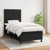 Greatstore Box spring postelja z vzmetnico črna 90x200 cm blago