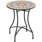 Homestar Vrtna miza okrogla mozaik stranska miza 60x71 cm rdeča modra bela