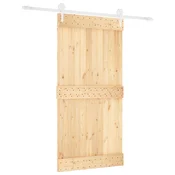 Vidaxl Drsna vrata Naravna in bela 100 x 210 cm Masiven borov les