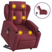 MAISON CHIC Električni masažni naslanjač - Relax naslanjač s funkcijo vstajanja vinsko rdeč, (22062165)