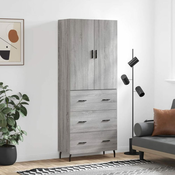 Greatstore Visoka komoda siva sonoma 69,5x34x180 cm inženirski les