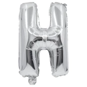 Folija balon v obliki črke srebrne barve – črka H 32 cm