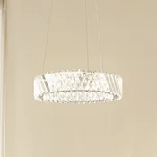 Lucande LED-visoka svetilka Glacis, kristal, O 40 cm, krom - Dnevna soba/jedilnica - Dizajn - prozoren, kromiran - Steklo