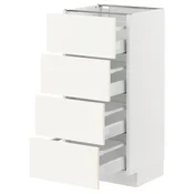 METOD / MAXIMERA Podni element 4 fronta/4 fioke, bela/Vallstena bela, 40x37 cm
