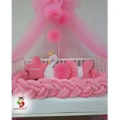 Bubamara037 Pletenica za krevetac, Šestostruka, 120cm, Roze