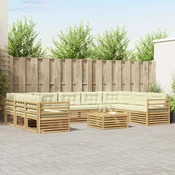 Set vanjskih sofa 10 kom. Bijela i krem Poliester