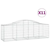 Vidaxl Obokana gabionska košara 11 kosov 200x50x60/80cm cinkano železo
