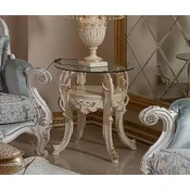 Casa Padrino luxury baroque side table with glass top cream/gold H. 60 cm