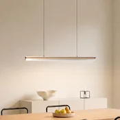 Lucande LED viseča svetilka Lutana, roza zlato/lesna barva, 101 cm - Dnevna soba/jedilnica - Sodobni - roza zlato, lesni odtenki - Kovina