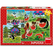 Dino Puzzle Krtek in dežnik 3x55 kosov