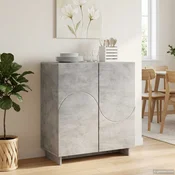 vidaXL Komoda Betonsko siva 67 x 34.5 x 75 cm Konstruiran les