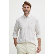 Košulja Tommy Hilfiger za muškarce, boja: bež, regular, s button-down ovratnikom, MW0MW30935