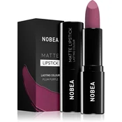 NOBEA Day-to-Day Matte mattifying lipstick color Plum purple #M15 3 g
