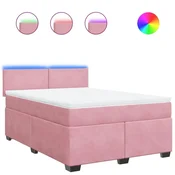 Vidaxl Box spring postelja z vzmetnico roza 140x190 cm žamet
