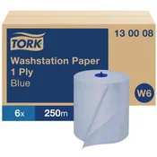 Papirnate brisače v enoslojni roli. TORK Basic modri W6, kolut 250 m (6 kosov)