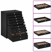 vidaXL Škatla za nakit 10-plastna z držali za ure črna 29x20,5x40,5 cm